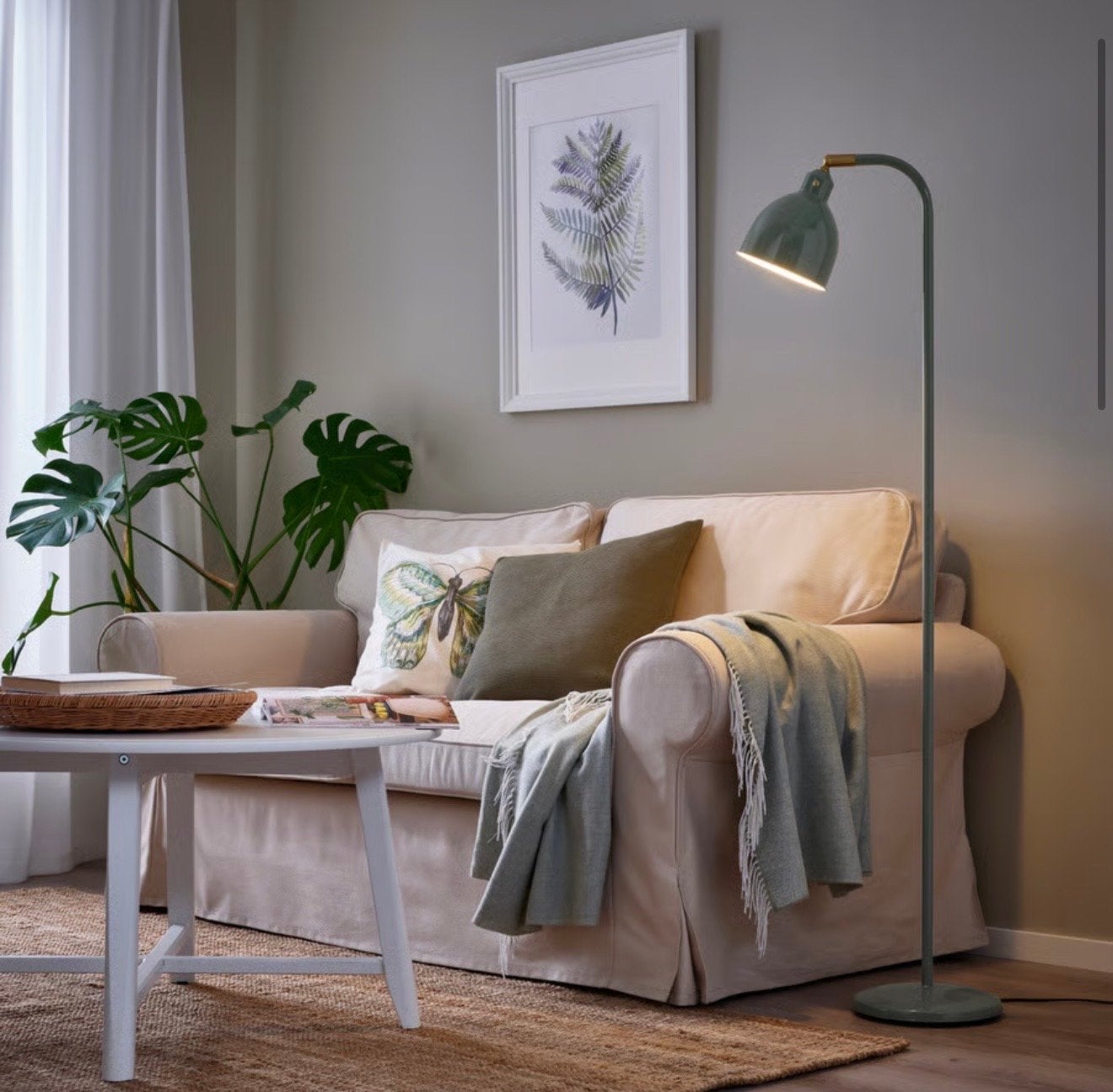IKEA RÖDFLIK Staande/leeslamp, grijsgroen, Ophalen, E27 (groot), Zo goed als nieuw, Metaal