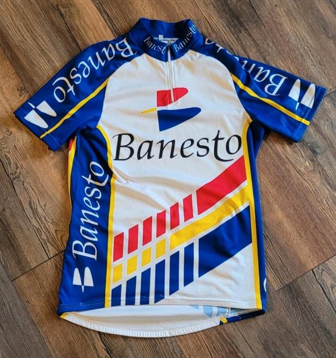 Vintage Banesto Wielershirt - Maat M, Fietsen en Brommers, Fietsaccessoires | Fietskleding, Banesto, Gebruikt, Ophalen of Verzenden