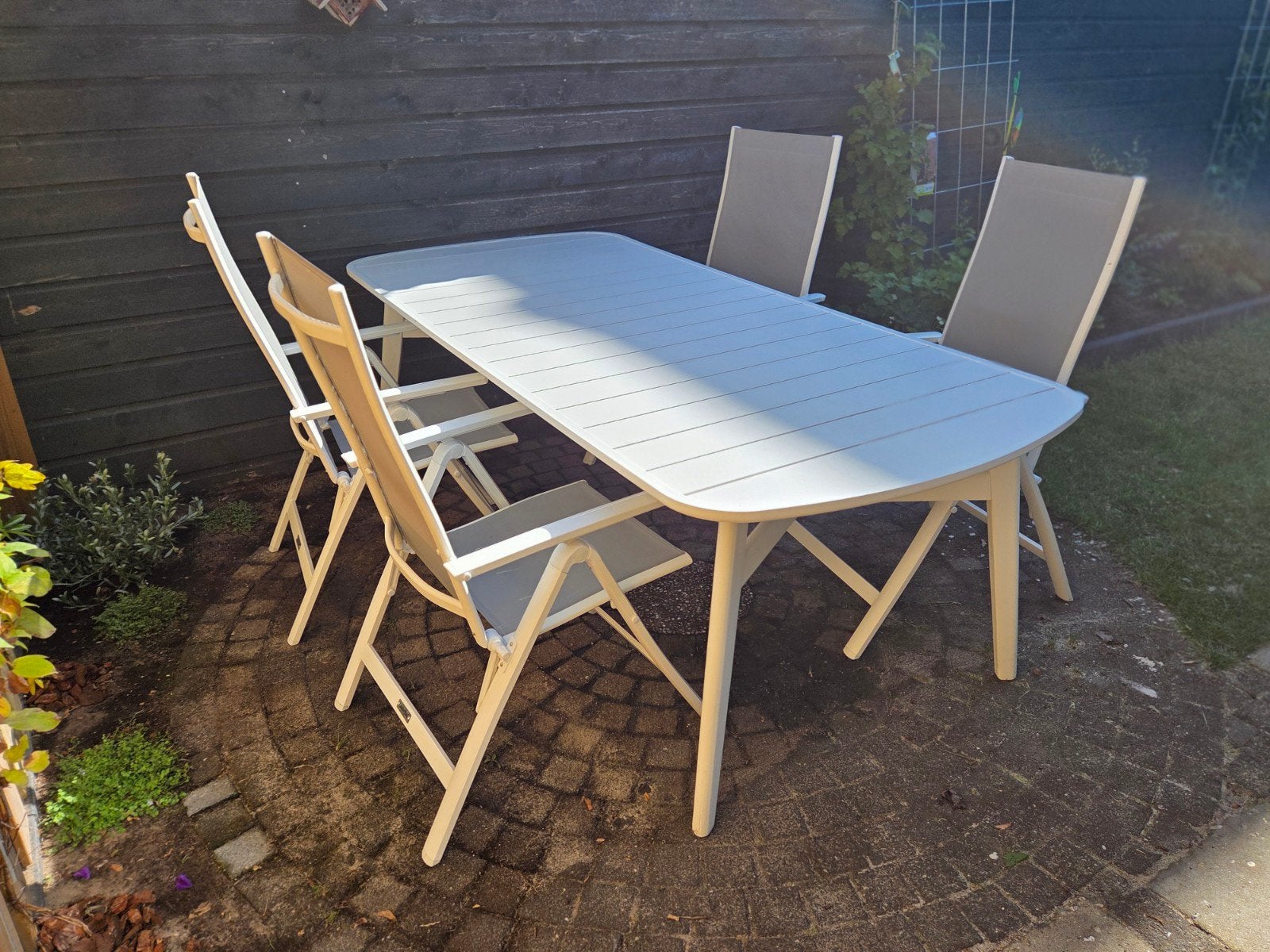 Prachtige tuinset van Lanterfant aluminium wit (2.20x1.00m), Tuin en Terras, Tuinsets en Loungesets, Ophalen, Aluminium, Zo goed als nieuw