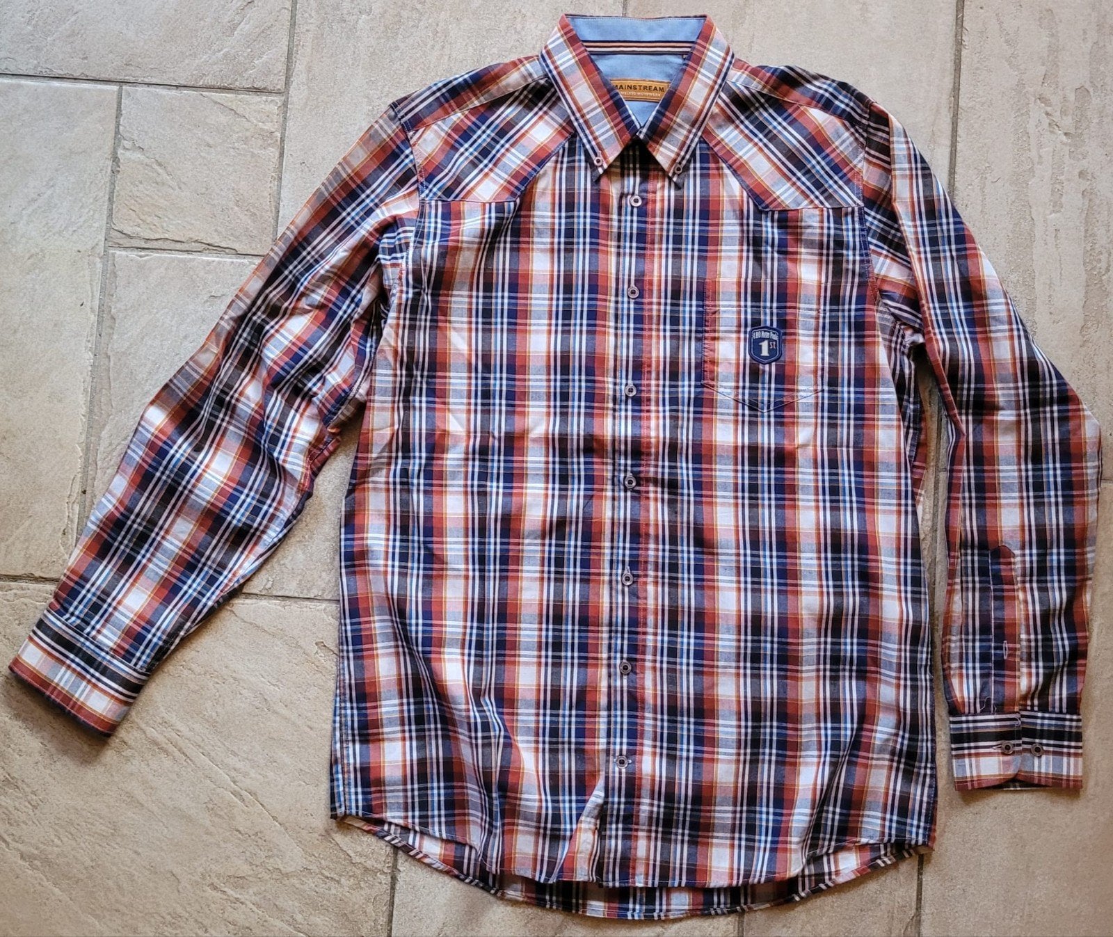 Mainstream overhemd, geruit, mt. L 41/42, Kleding | Heren, Ophalen of Verzenden, Blauw, Halswijdte 41/42 (L)