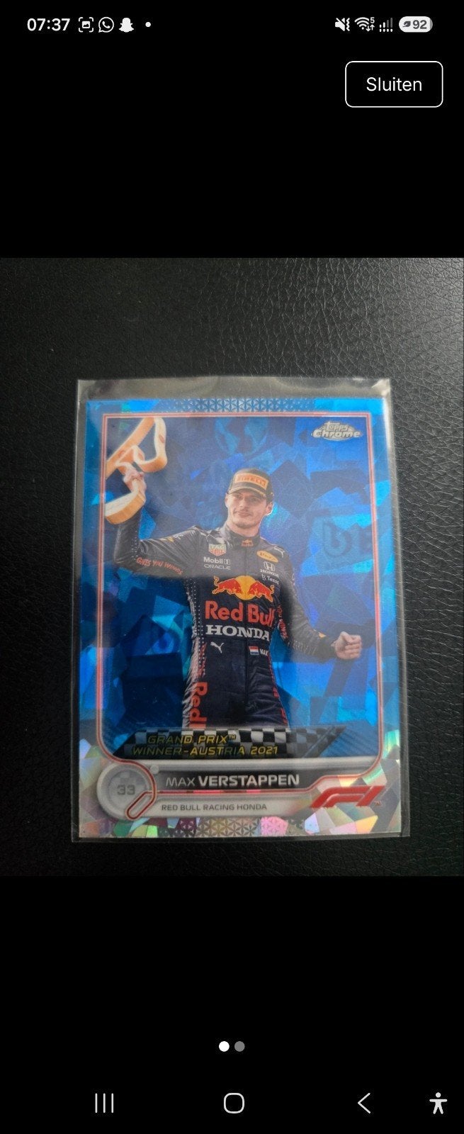 Max Verstappen Topps Chrome Sapphire F1 kaart, Verzamelen, Ophalen of Verzenden