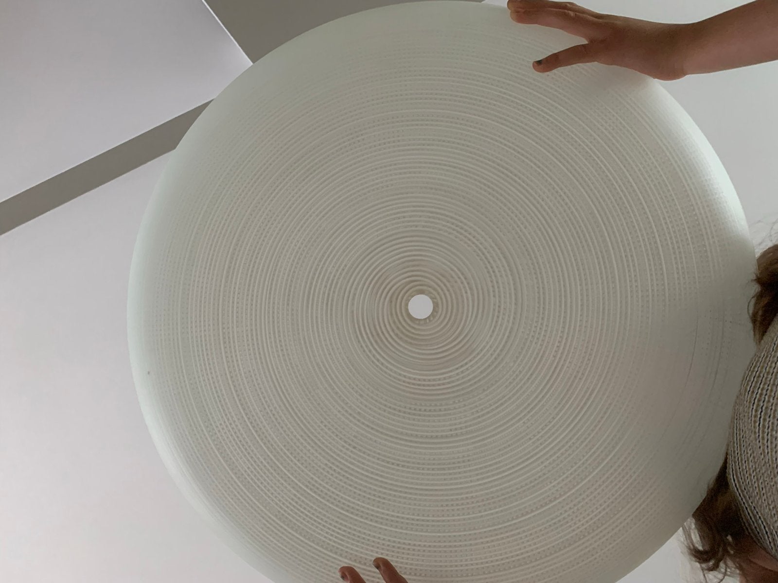 Mooie glazen hang/plafondlamp - 55-60cm diameter, Ophalen, Gebruikt, Glas, E27 (groot)