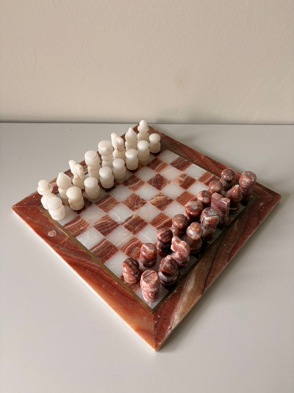 Vintage marmeren schaakspel, Hobby en Vrije tijd, Gezelschapsspellen | Bordspellen, Een of twee spelers, Ophalen of Verzenden