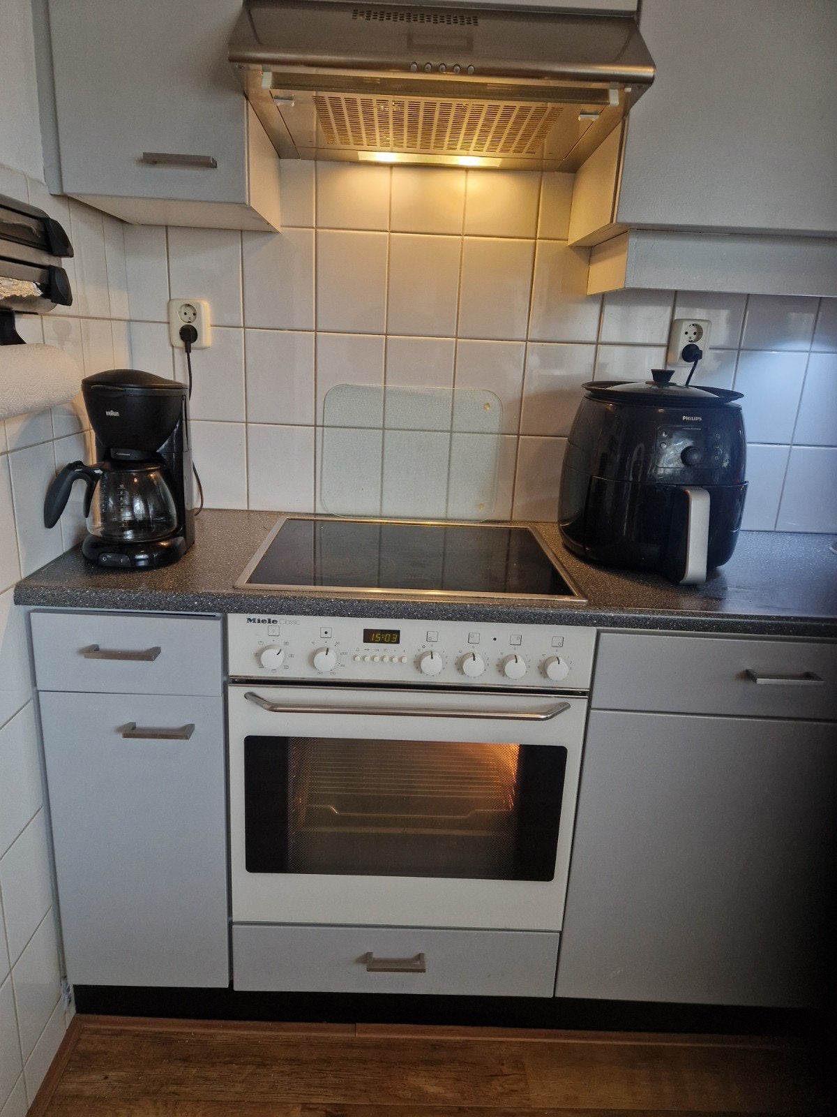 Miele keramische kookplaat met oven en afzuigkap, Ophalen, Gebruikt, Wit, Overige typen