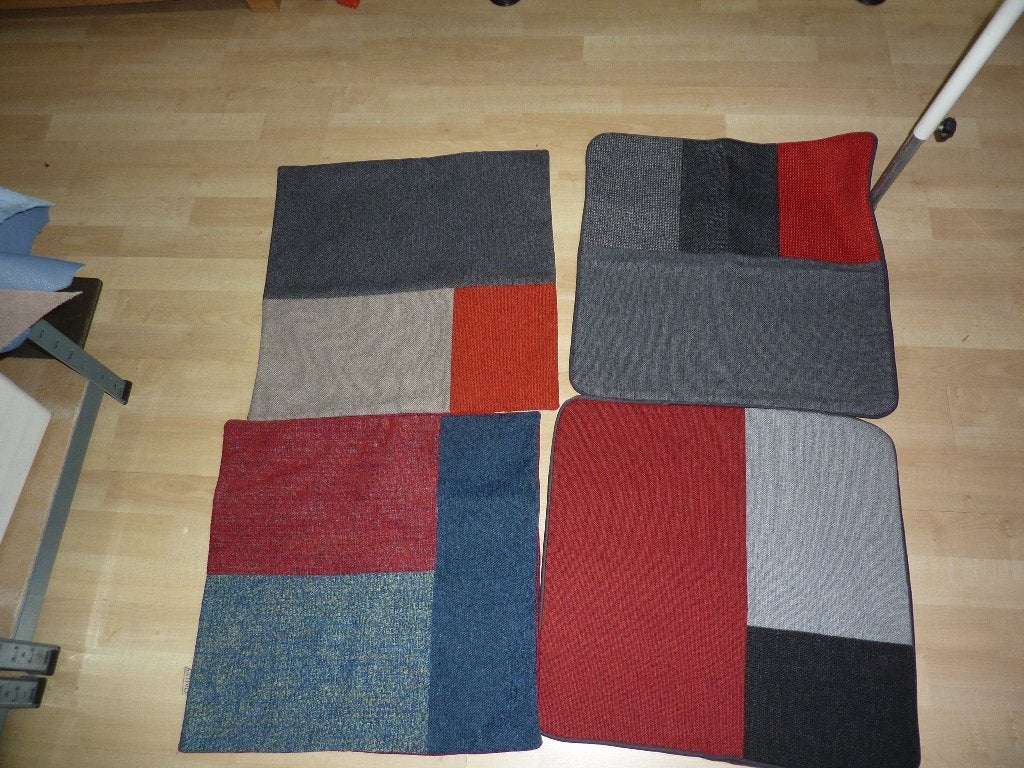 Artivo sierkussens Nieuw rood/grijs/blauw, Vierkant, Nieuw, Handgemaakt, Verzenden