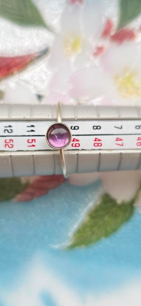 Handgemaakt zilver verfijnd ring met amethist nw 79,50, Verzenden, Nieuw, 17 tot 18, Dame of Heer