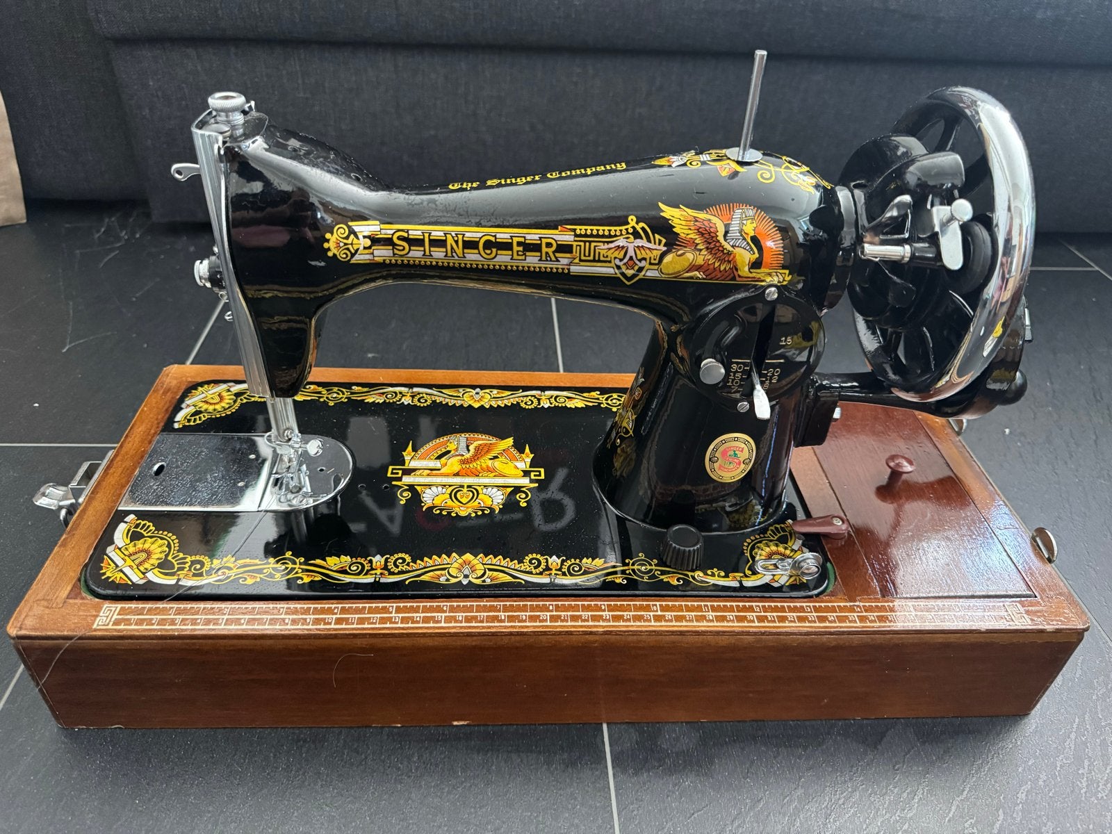 Vintage Singer Naaimachine Model 15 met Houten Koffer, Ophalen of Verzenden