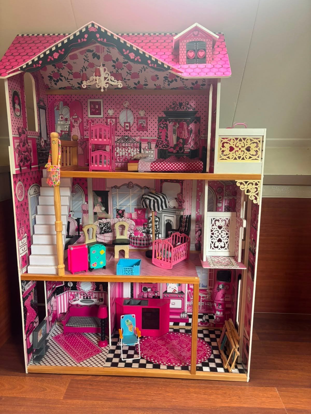 KidKraft Poppenhuis met Meubels - Roze, Kinderen en Baby's, Speelgoed | Poppenhuizen, Ophalen, Gebruikt, Poppenhuis