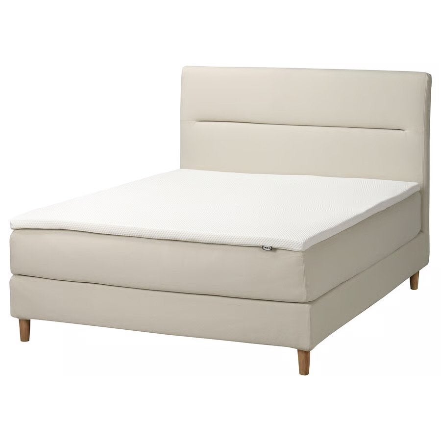 IKEA ESPEVÄR Boxspringbed 160x200 cm, beige, Ophalen, Beige, Tweepersoons, Zo goed als nieuw