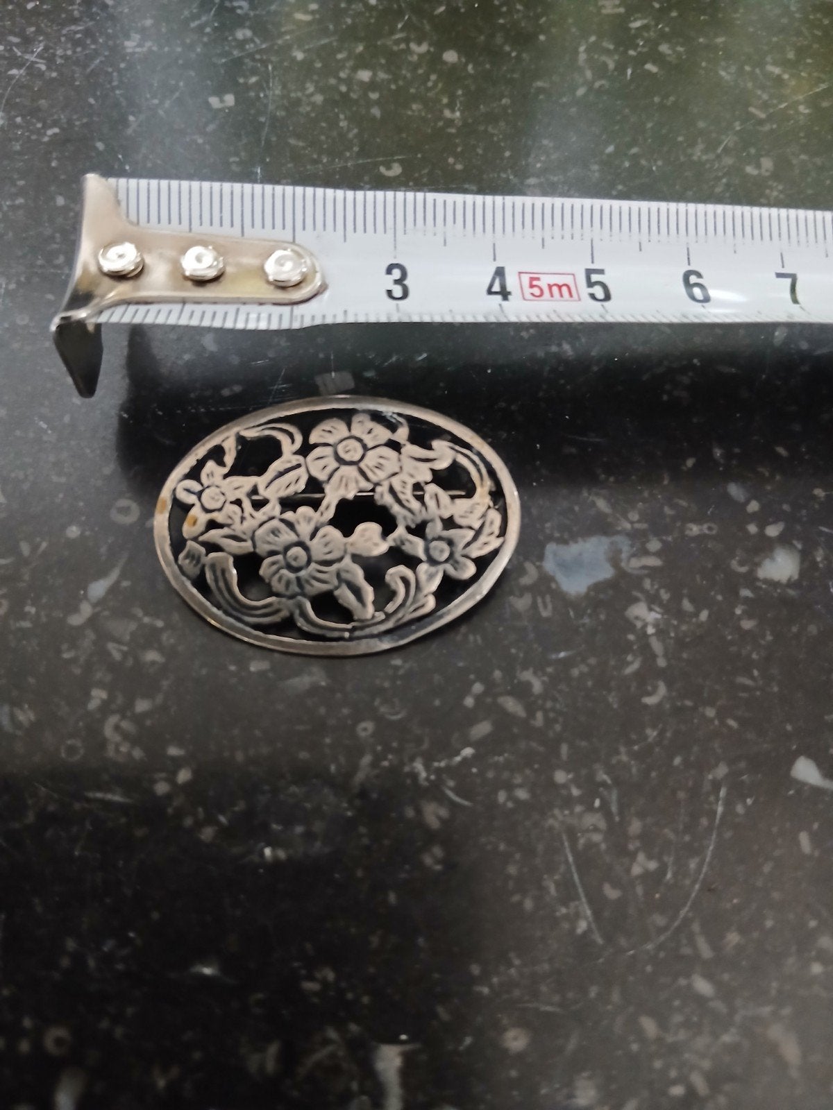 antieke zilveren  bloem broche, Verzenden, Zilver