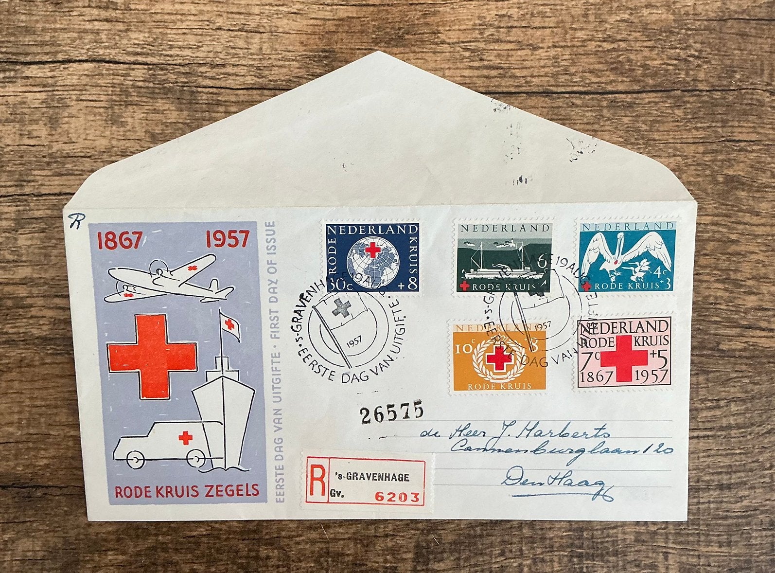 1e dag envelop Nederland E31 beschreven met open klep, Postzegels en Munten, Ophalen of Verzenden, Beschreven, Nederland