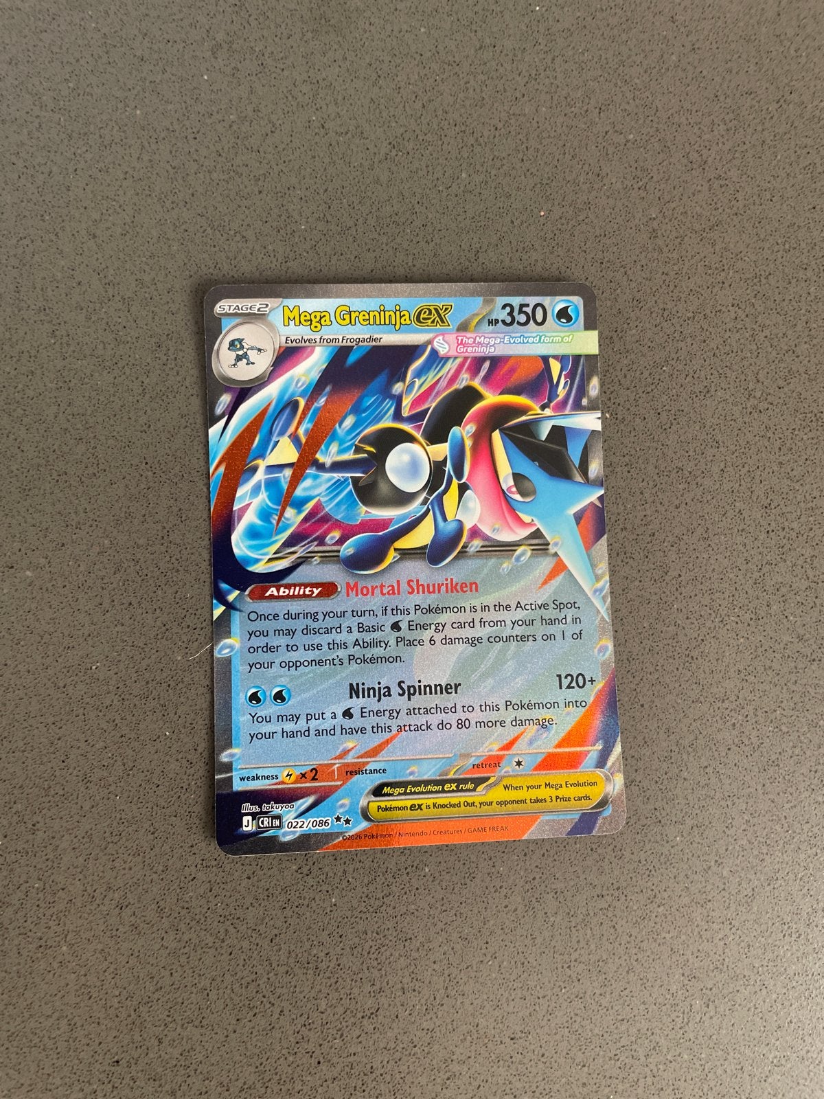 Mega Greninja EX Pokémon Kaart - Zeldzaam, Ophalen of Verzenden, Nieuw, Losse kaart