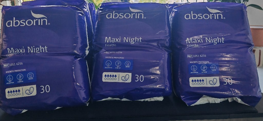 9x Absorin  Maxi Night finette 6256 á 30 stuks, Ophalen, Nieuw