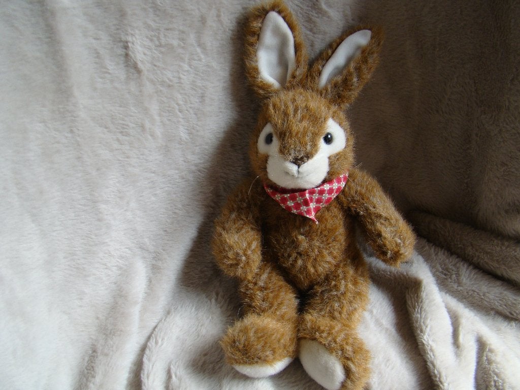 konijn of haas merk plusch heunec 40cm groot, Ophalen of Verzenden, Zo goed als nieuw, Middelgroot (20 tot 80 cm), Bruin
