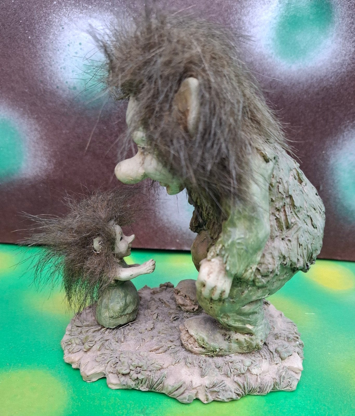 Trol. Vader en dochter.  14 cm., Verzamelen, Beelden en Beeldjes, Ophalen, Zo goed als nieuw, Fantasy
