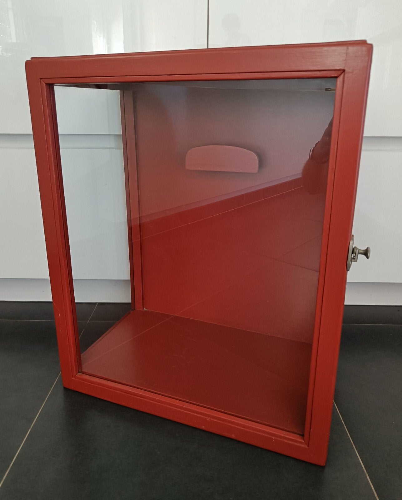 Houten/glazen vitrinekast., Ophalen, Gebruikt, 50 tot 100 cm, Overige houtsoorten