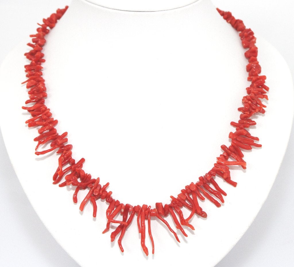 Schitterende Antiek 14-KT Goud Bloedkoraal Ketting 50 CM, Sieraden, Tassen en Uiterlijk, Antieke sieraden, Ophalen of Verzenden