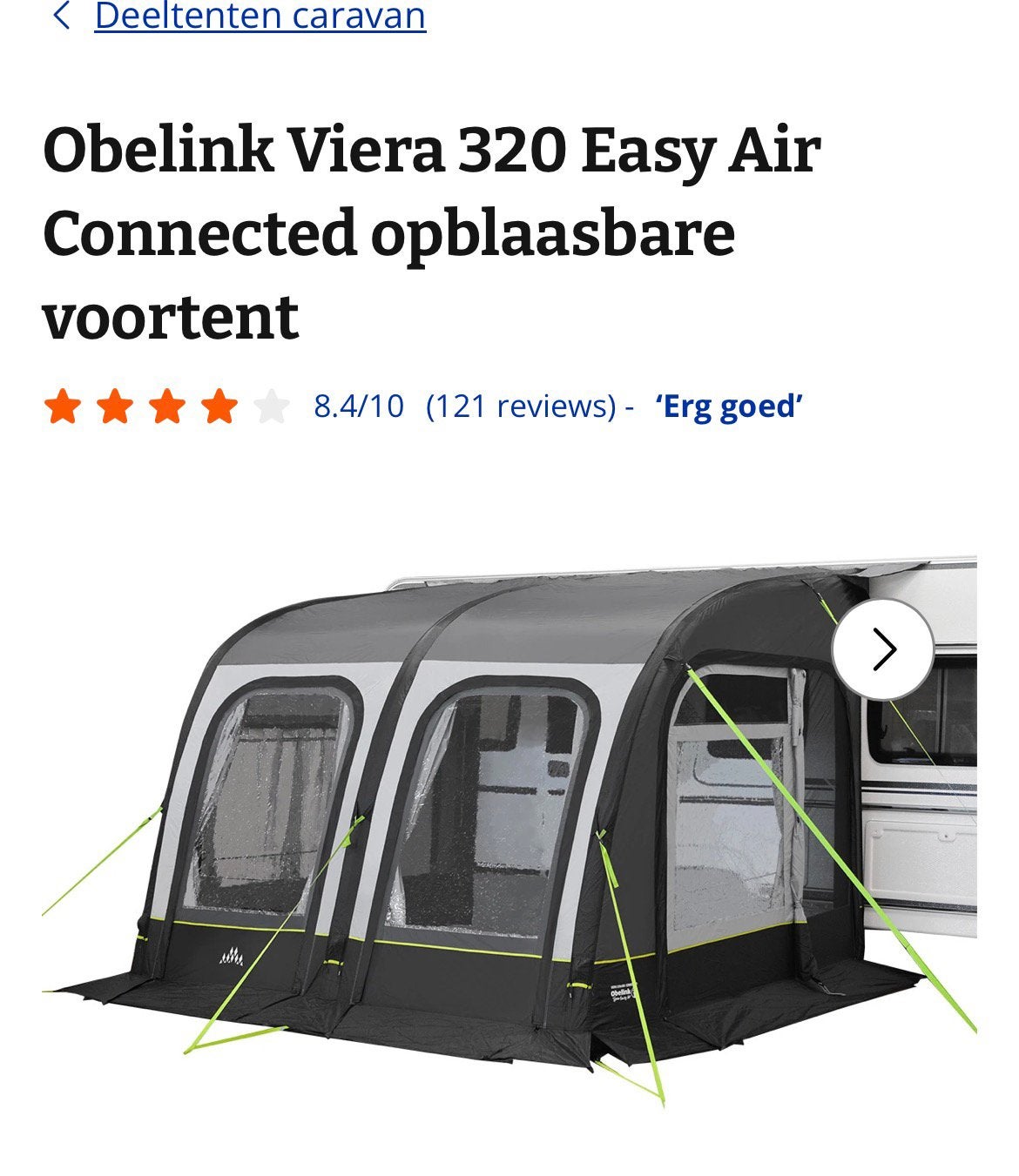 Te koop deeltent obelink viera easy air 320x300, Ophalen, Zo goed als nieuw