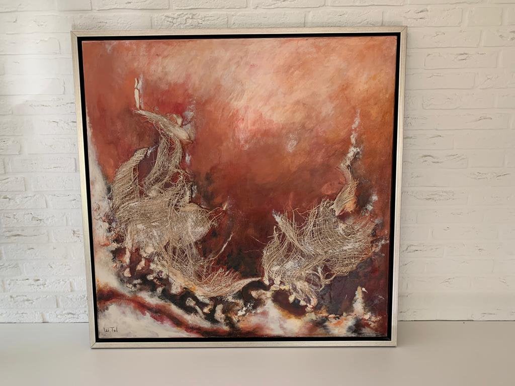 Schilderij met jute 95x95, Ophalen