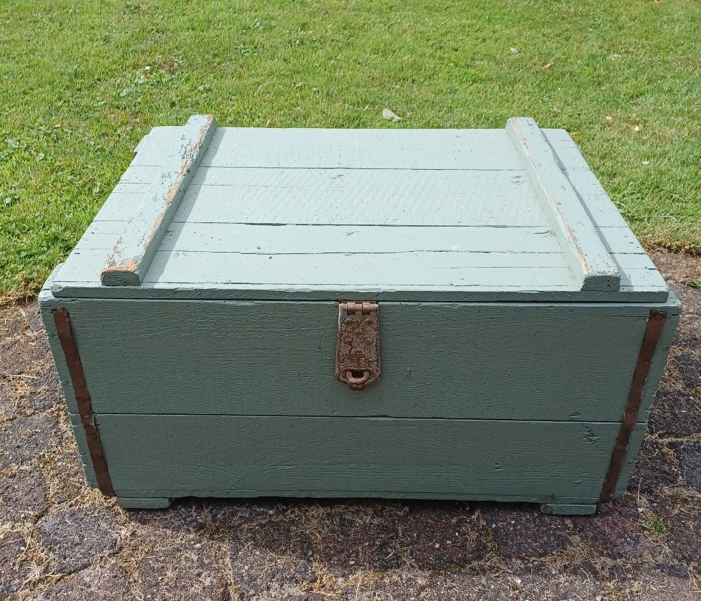 Vintage Houten Kist - Groen (40x70x50 cm), Ophalen, Gebruikt, 50 tot 100 cm, 5 – 50
