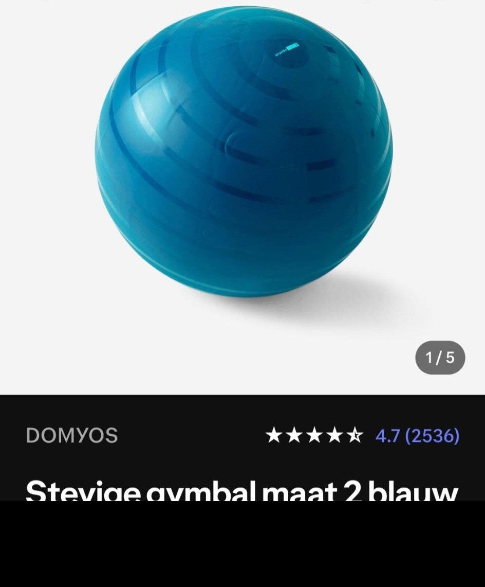 Domyos Fitnessbal Blauw - maat2, Ophalen of Verzenden, Zo goed als nieuw, Buik, Fitnessbal