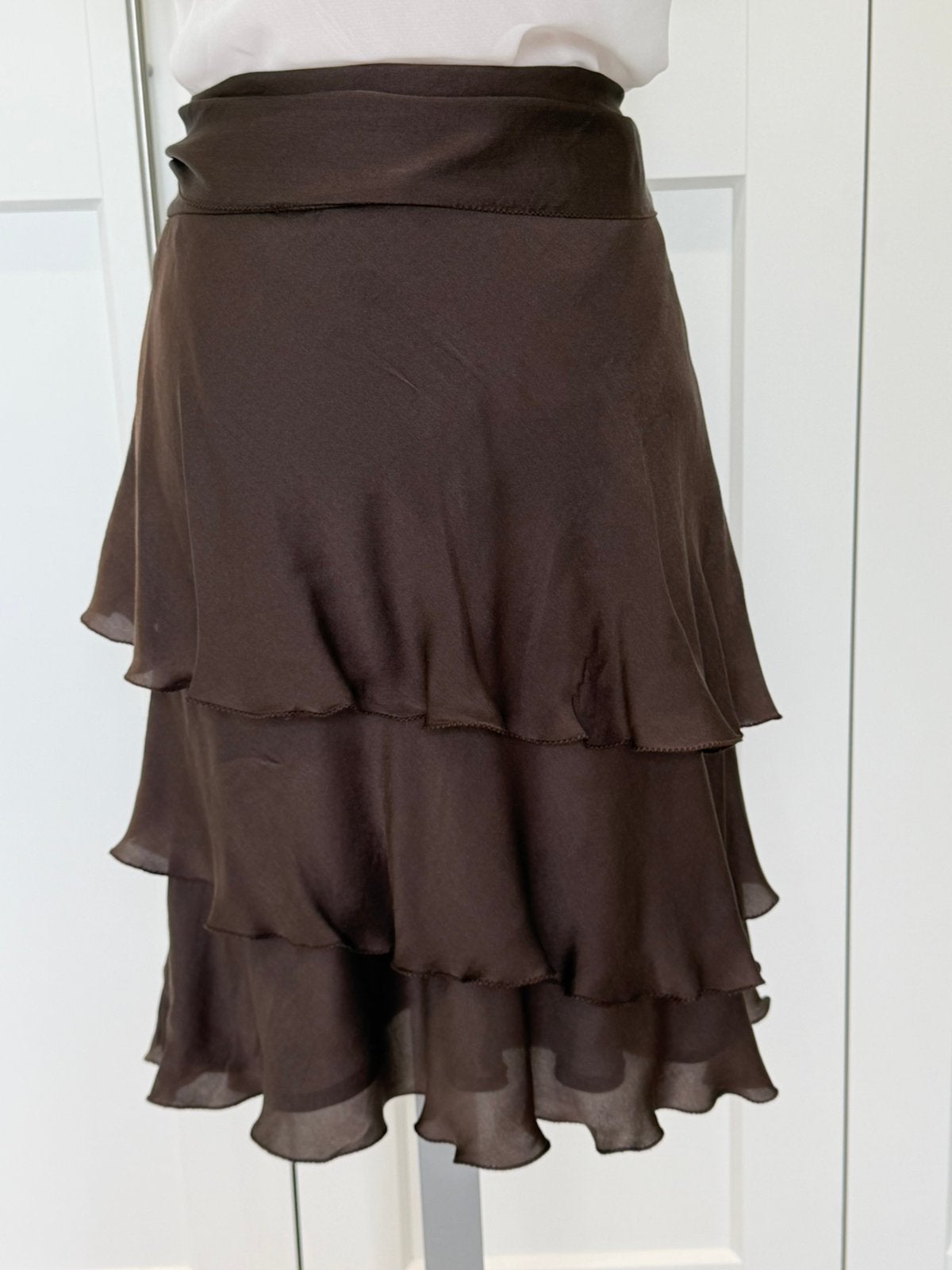 Schitterend Zara rok bruin zijde 42 44 xl xxl, Bruin, Verzenden, Maat 42/44 (L), Zo goed als nieuw