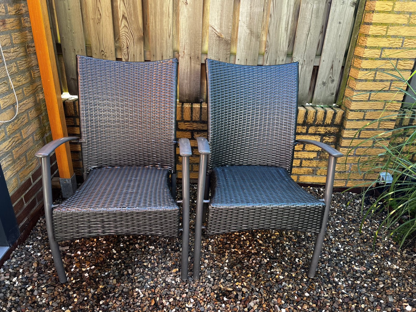 6 wicker tuinstoelen, Ophalen, Zo goed als nieuw, Wicker, Stapelbaar