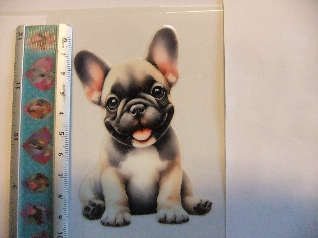 Leuke Franse Bulldog puppy sticker voor mokken/glazen, Kunststof, Overige merken, Verzenden, Overige typen