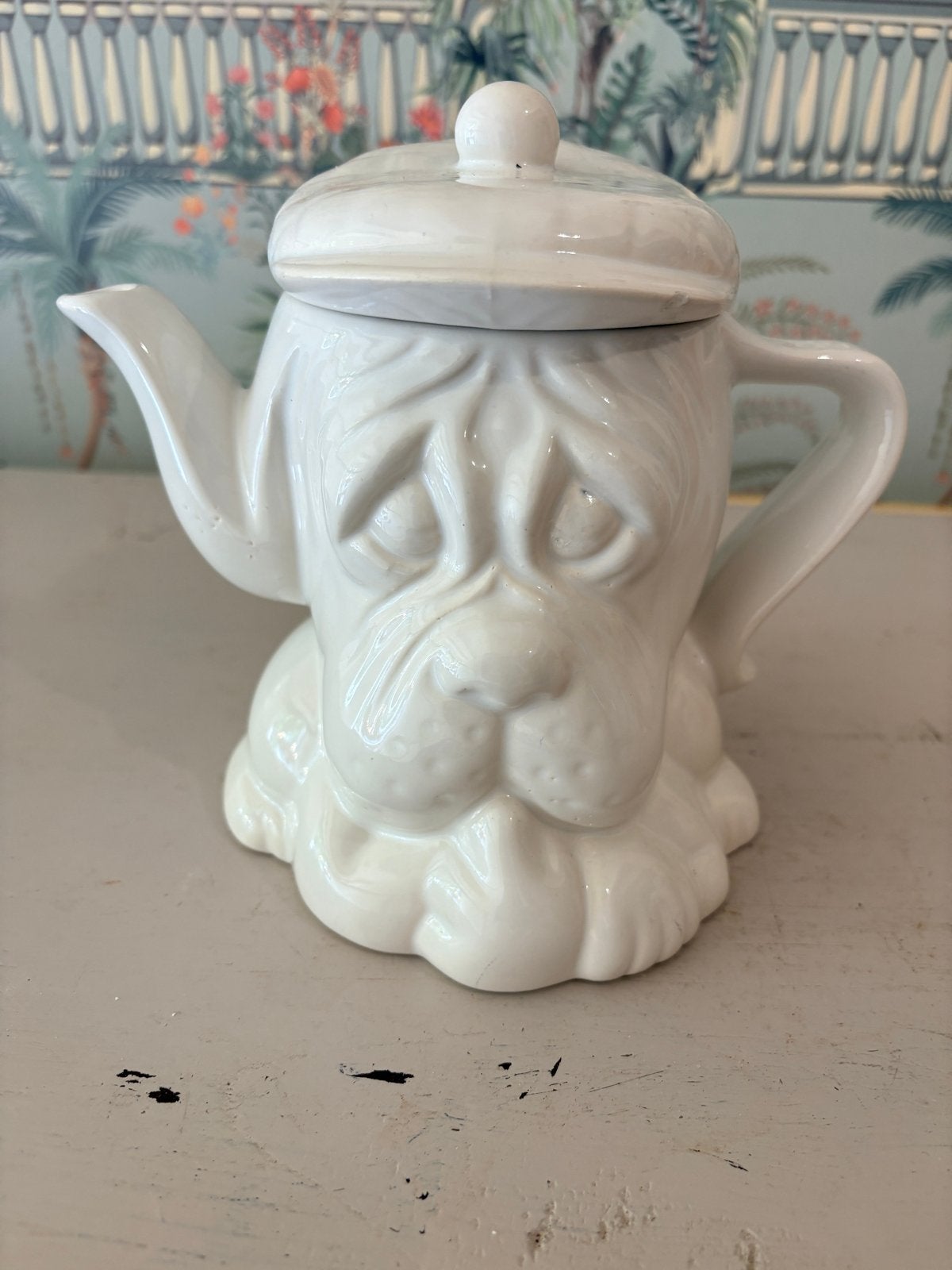 Vintage "Droopy Dog" Theepot - Wit Aardewerk, Antiek en Kunst, Ophalen of Verzenden