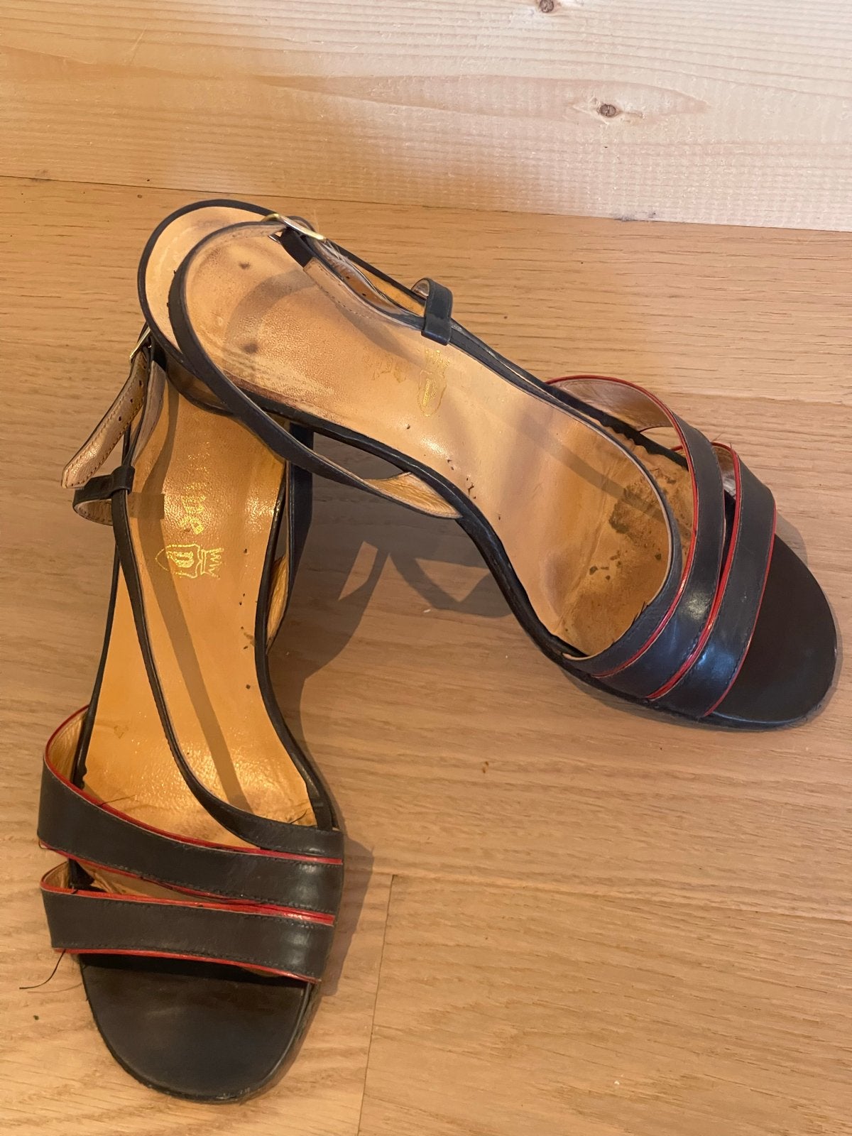 Principe Italiaanse leren sandalen - Maat 38-39, Verzenden, Gedragen, Zwart, Sandalen of Muiltjes