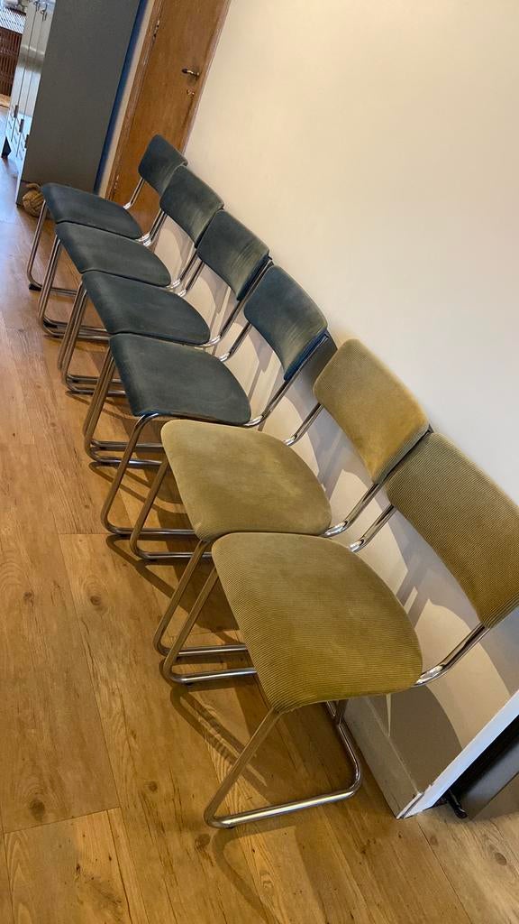 Set van 6 stoelen Tubax (de wit, Gispen 107 buisframe), Huis en Inrichting, Stoelen, Ophalen, Zo goed als nieuw, Overige kleuren