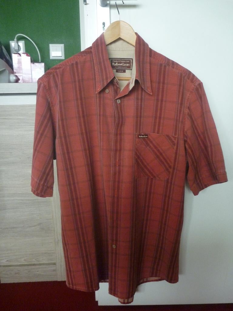 Marlboro classic shirt(vintage) L, Ophalen of Verzenden, Zo goed als nieuw, Bruin, Marlboro