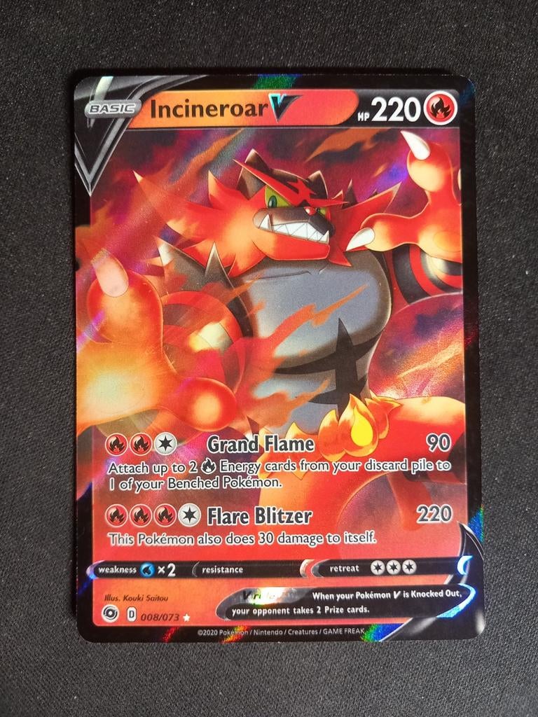 Pokemon Incineroar V 008/073 Champion's Path Ultra Rare NM, Verzenden, Zo goed als nieuw, Losse kaart, Foil