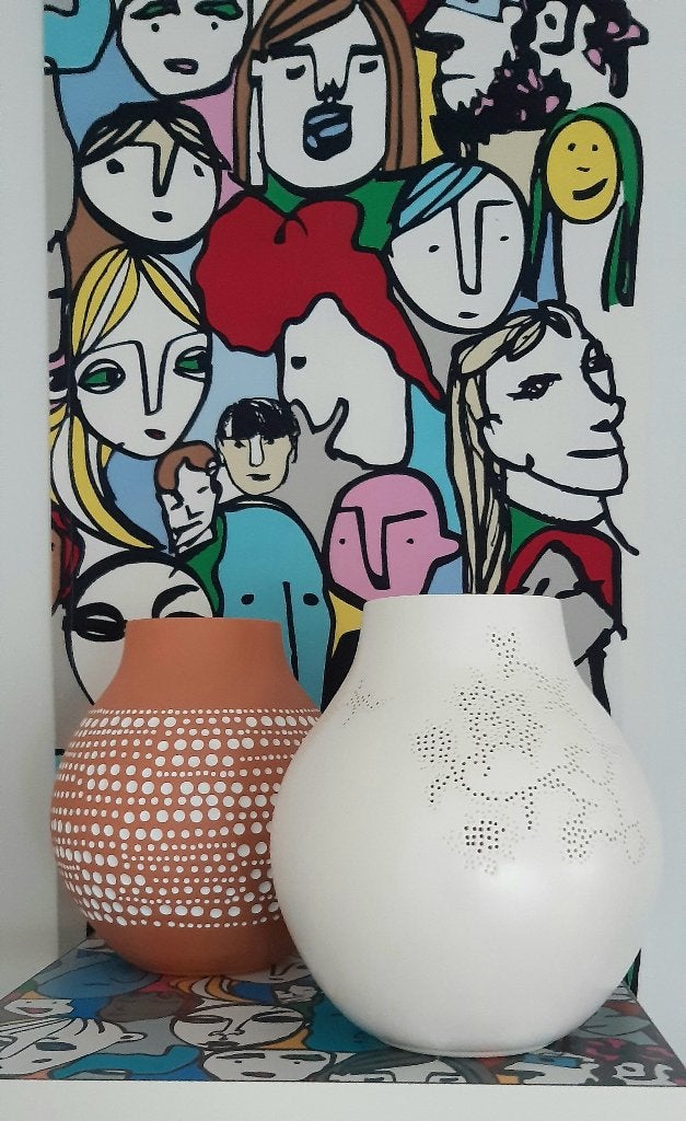 Hella Jongerius PS 2005  Ikea Terracotta en witte vaas, Overige kleuren, Zo goed als nieuw, Steen/keramiek, Ophalen
