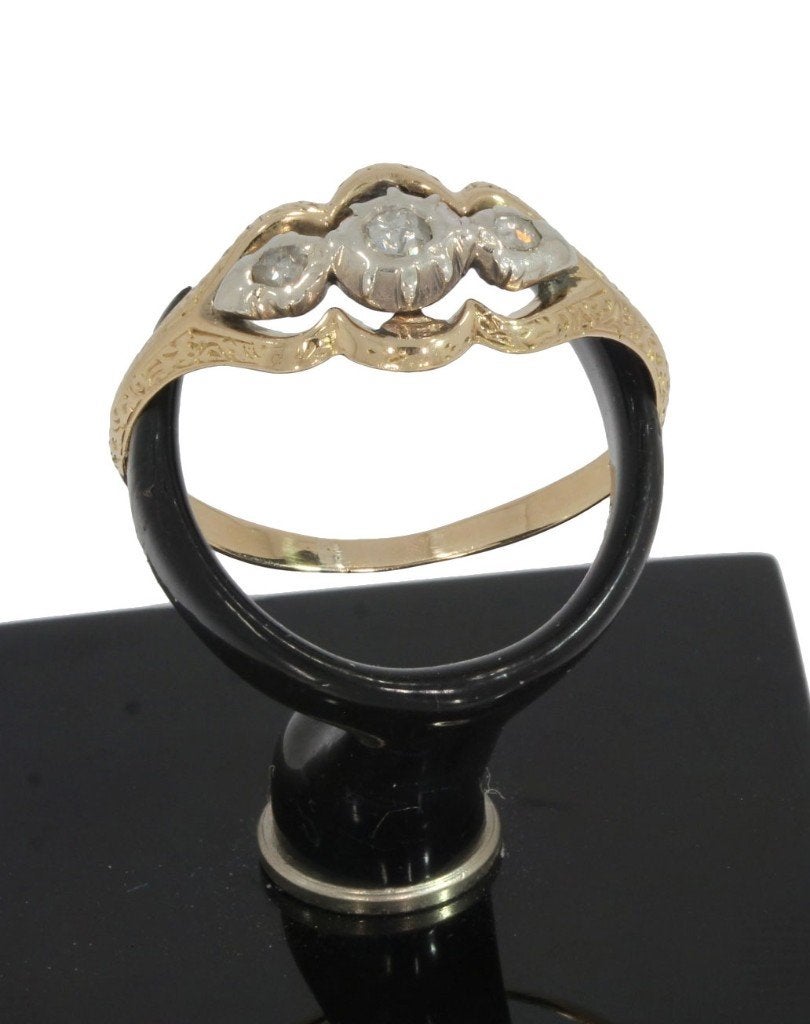 Diamanten antieke 14k gouden victoriaanse ring dames fraai, Verzenden, Goud, Ring, Met edelsteen