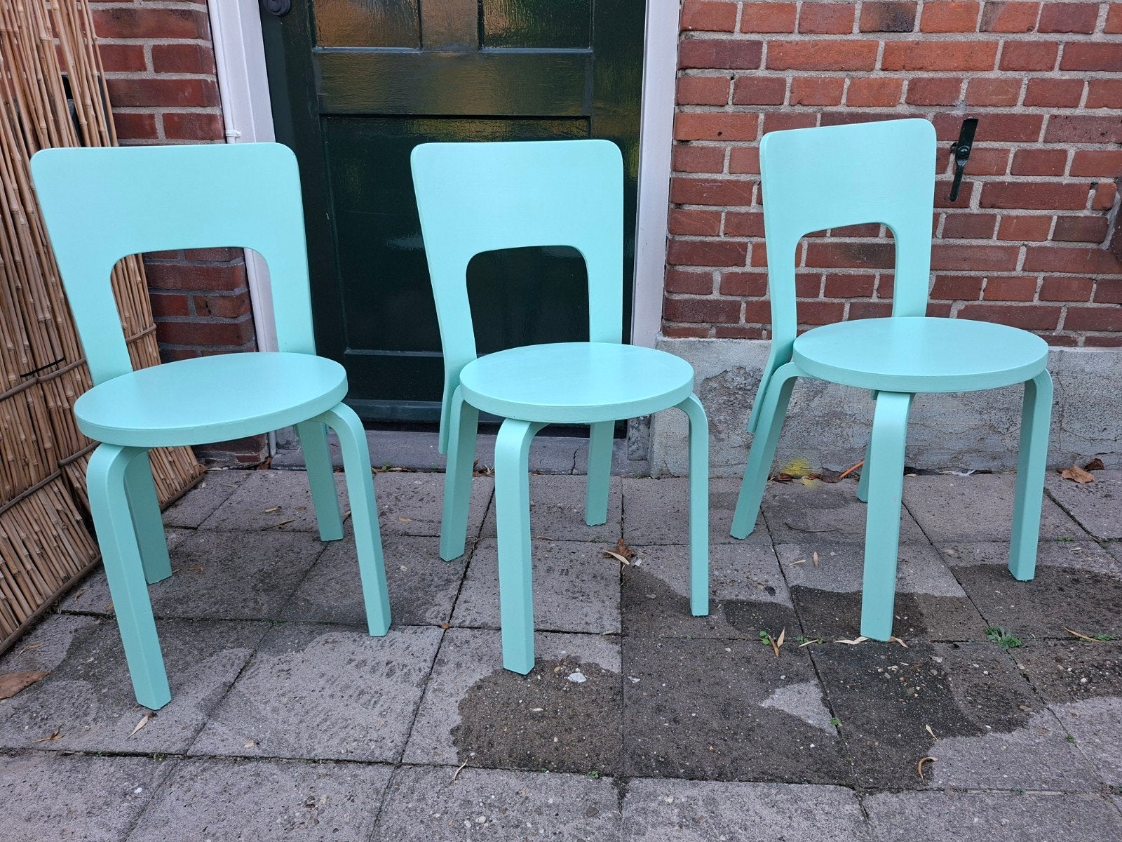 3 ½ x vintage Alvar Aalto nr. 66 stoelen voor Artek, Ophalen
