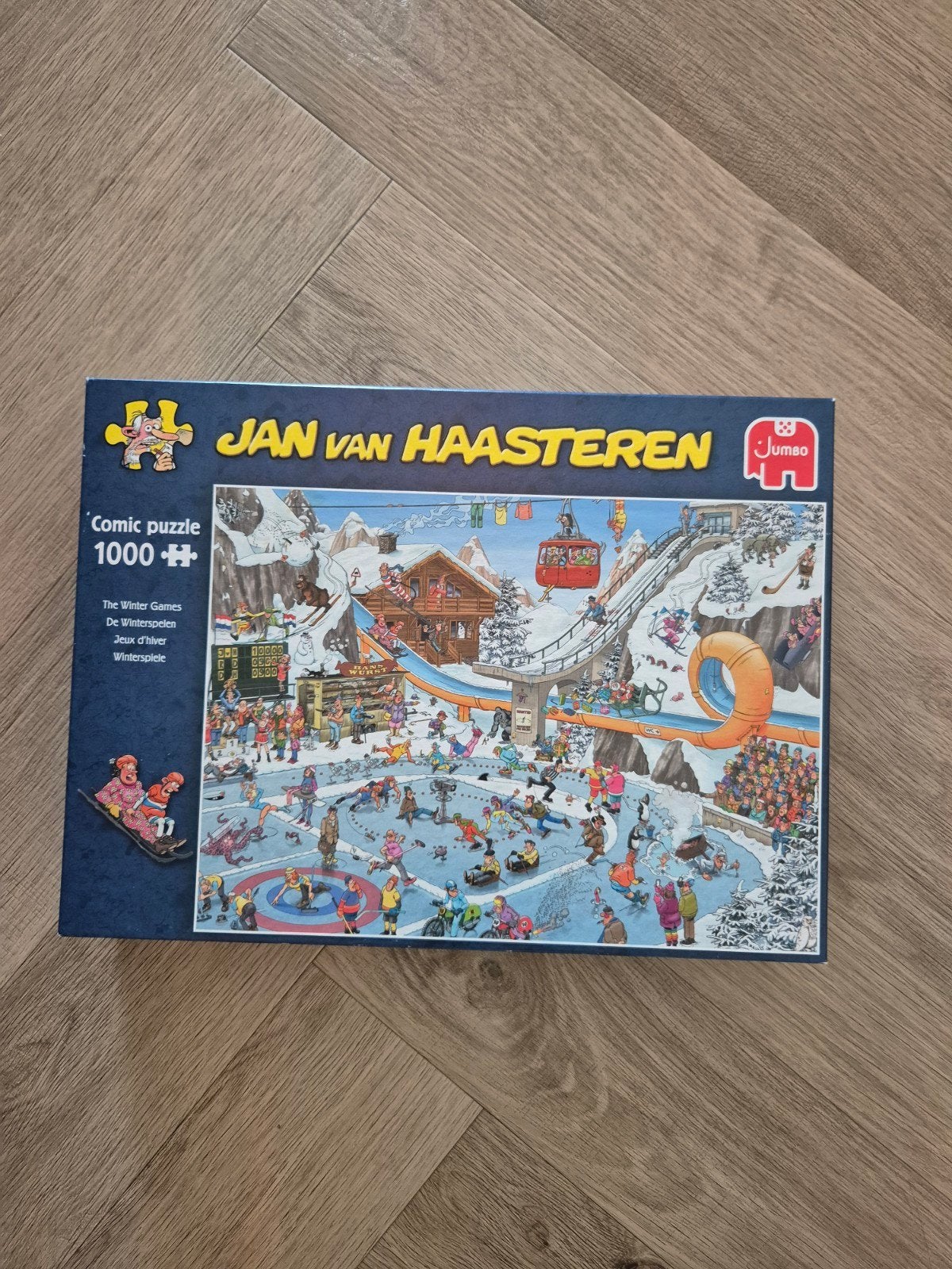 Jan van Haasteren puzzel / 1000 stukjes / "de winterspelen", Ophalen, 500 t/m 1500 stukjes, Zo goed als nieuw
