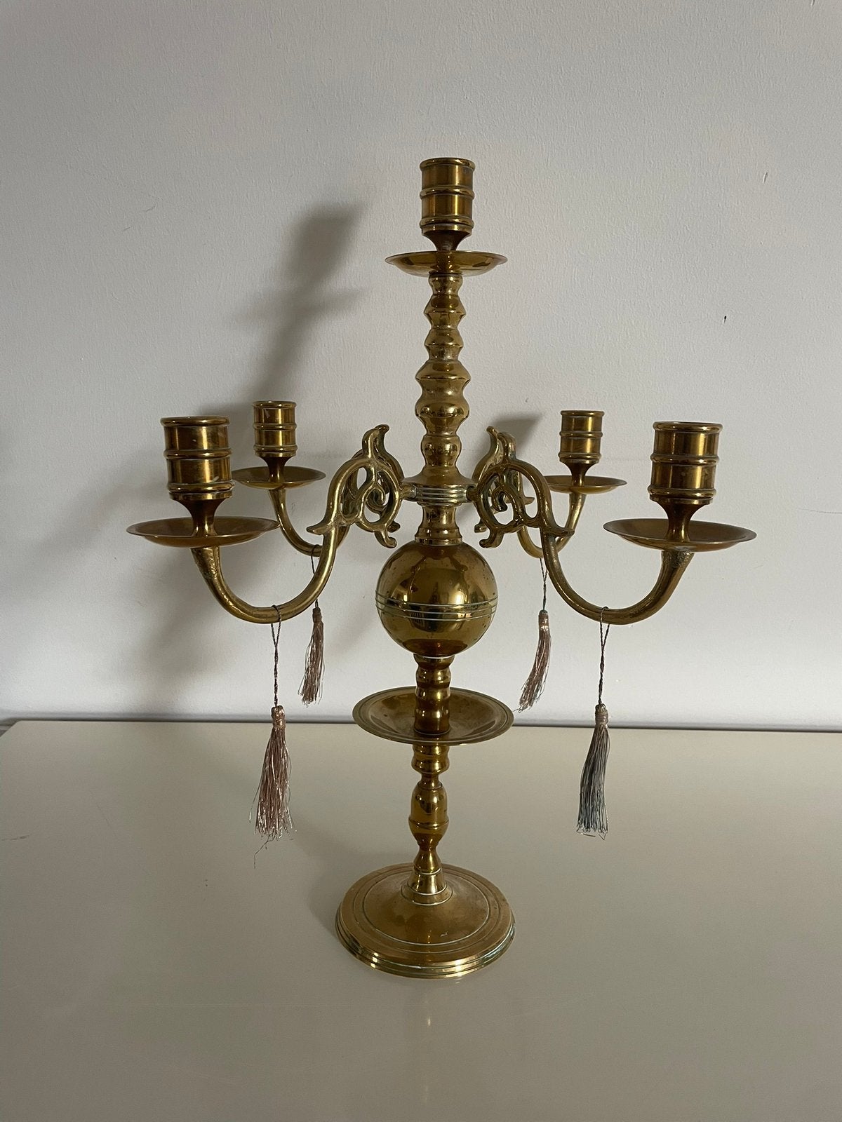 Prachtige koperen 5 armige kandelaar, Ophalen of Verzenden, Koper of Brons