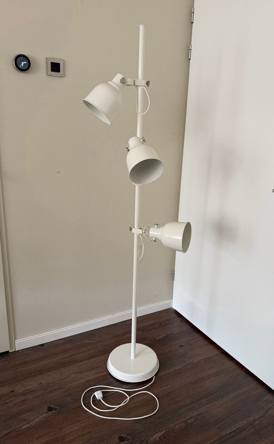 IKEA Hektar vloerlamp met 3 verstelbare spots, wit, Ophalen, Gebruikt, Overige fittingen, Metaal