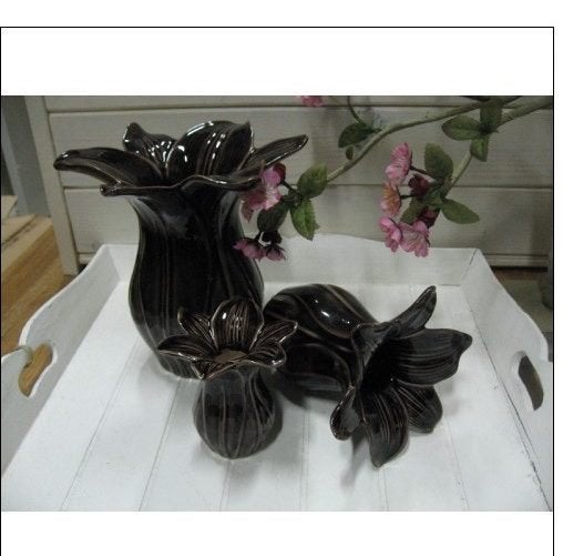 VAAS KERAMIEK BRUIN LOTUS MT M HOOG 17 CM Nieuw, Country field, Model Floralis., -, -, Nieuw