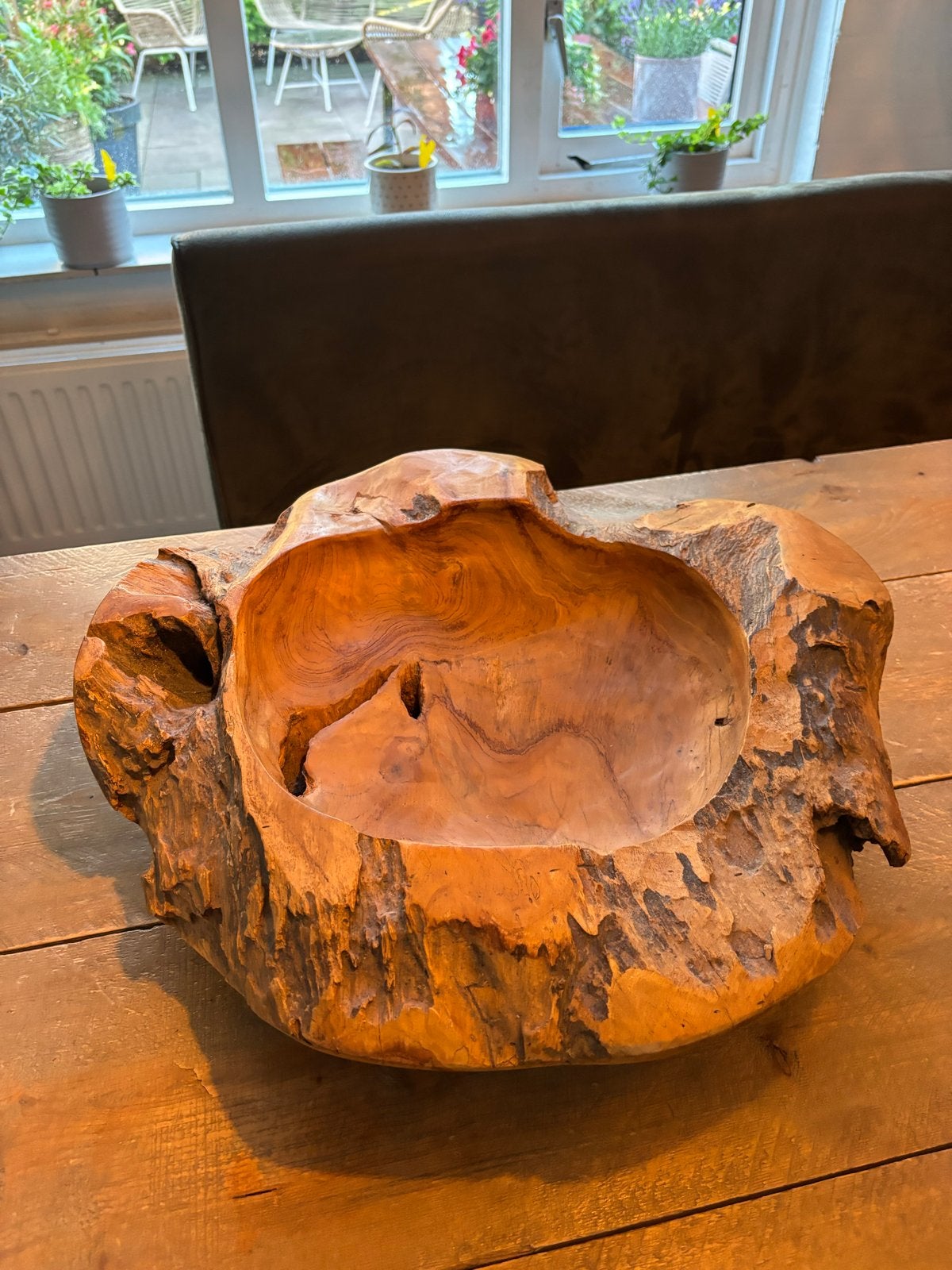 Teakhouten Schaal - 48 cm, Huis en Inrichting, Ophalen, Schaal, Zo goed als nieuw, Overige vormen