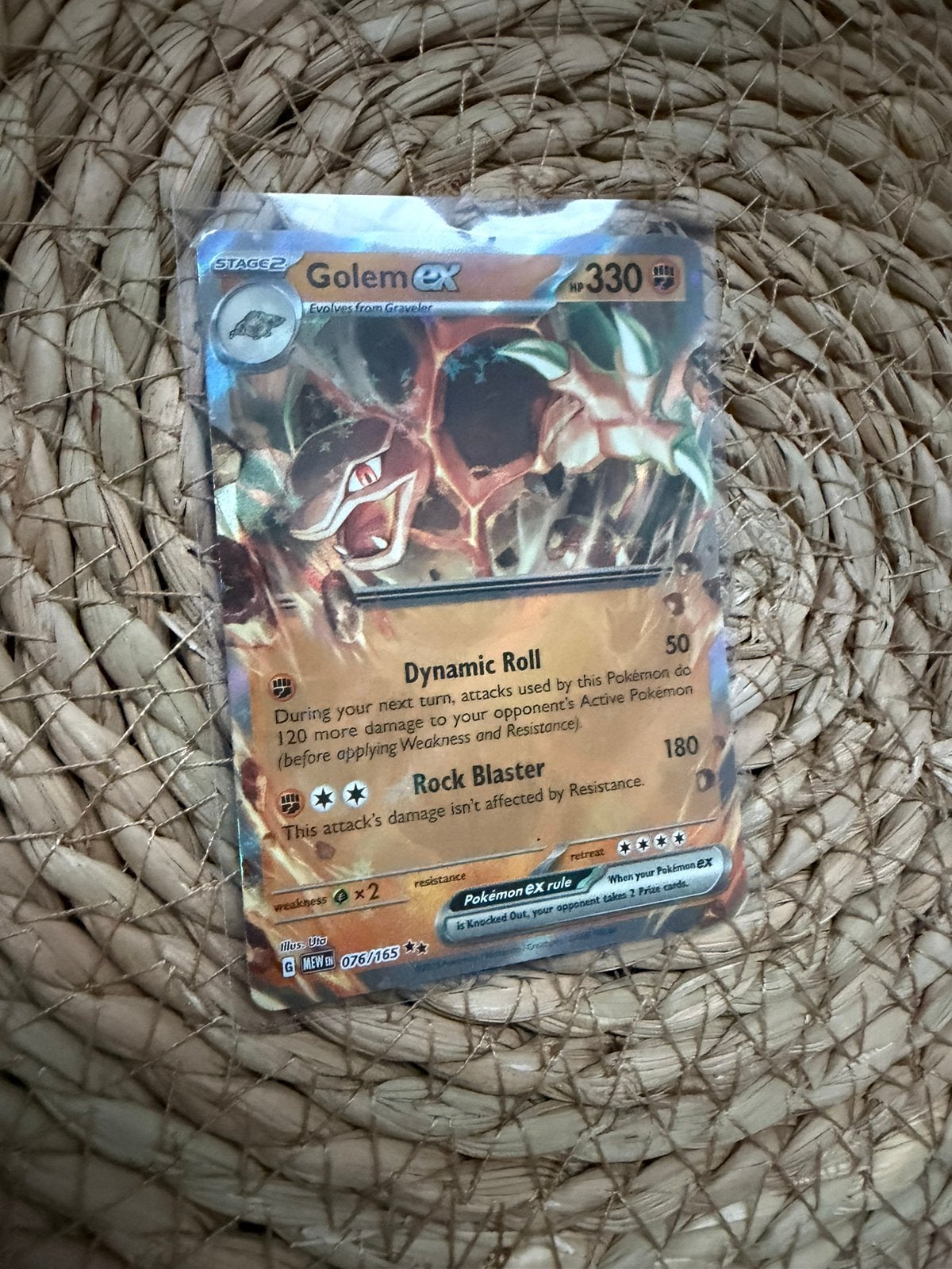 Pokémon Golem EX 076/165, Ophalen of Verzenden, Zo goed als nieuw, Losse kaart