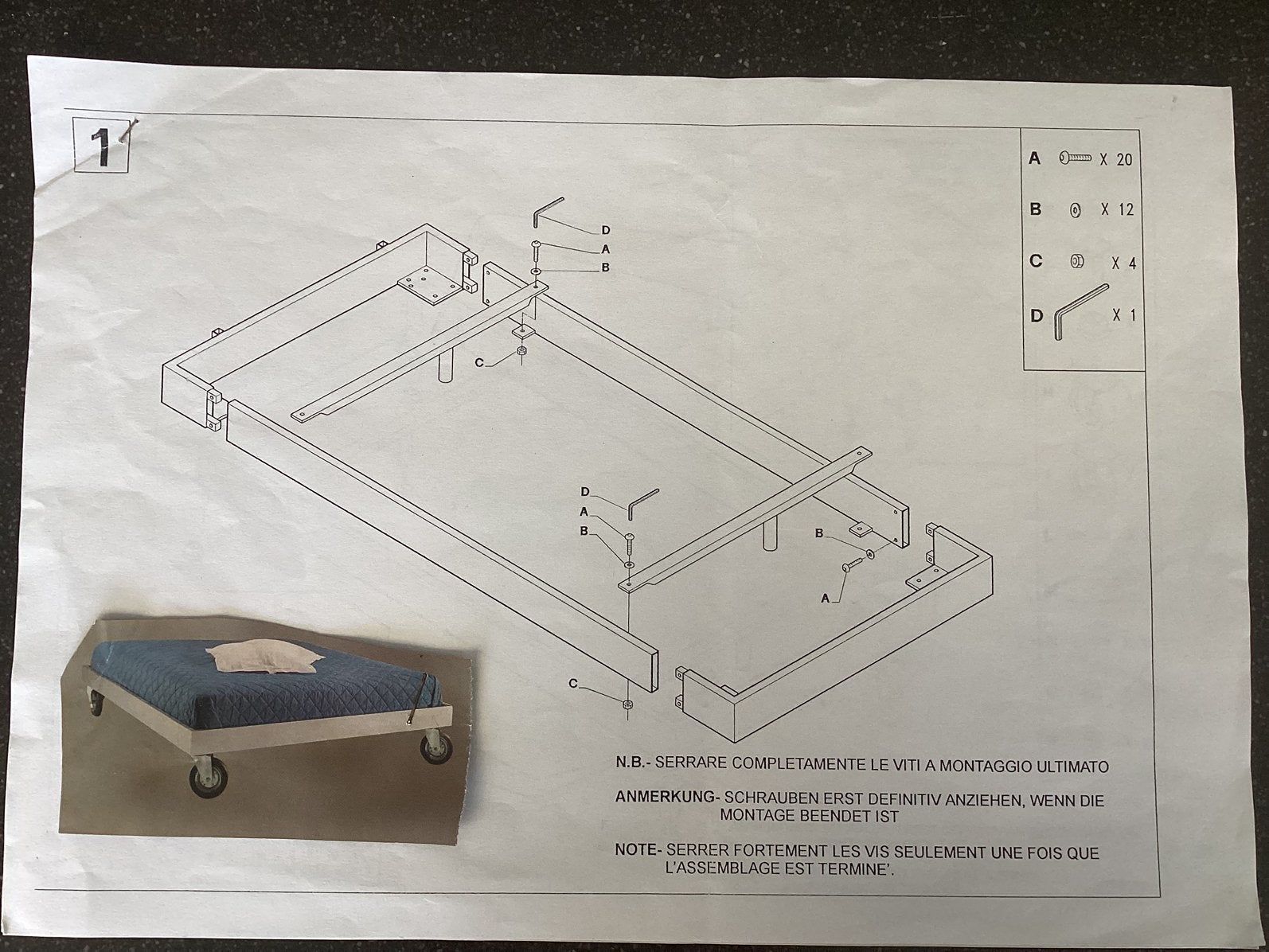 Tweepersoons bed 1.60 x 2.00 m. op wielen metaal hoofdsteun, Huis en Inrichting, Slaapkamer | Bedden, Ophalen of Verzenden, Tweepersoons