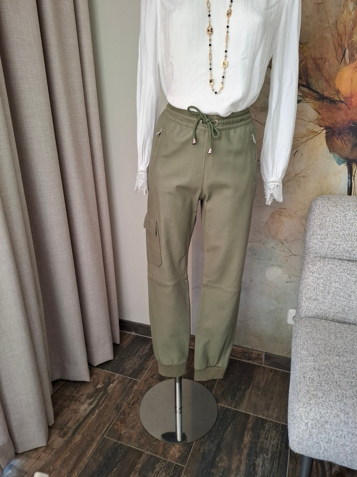 Nieuwe Ibana leren broek - 100% leer maat 38, Ibana, Ophalen of Verzenden, Nieuw, Groen