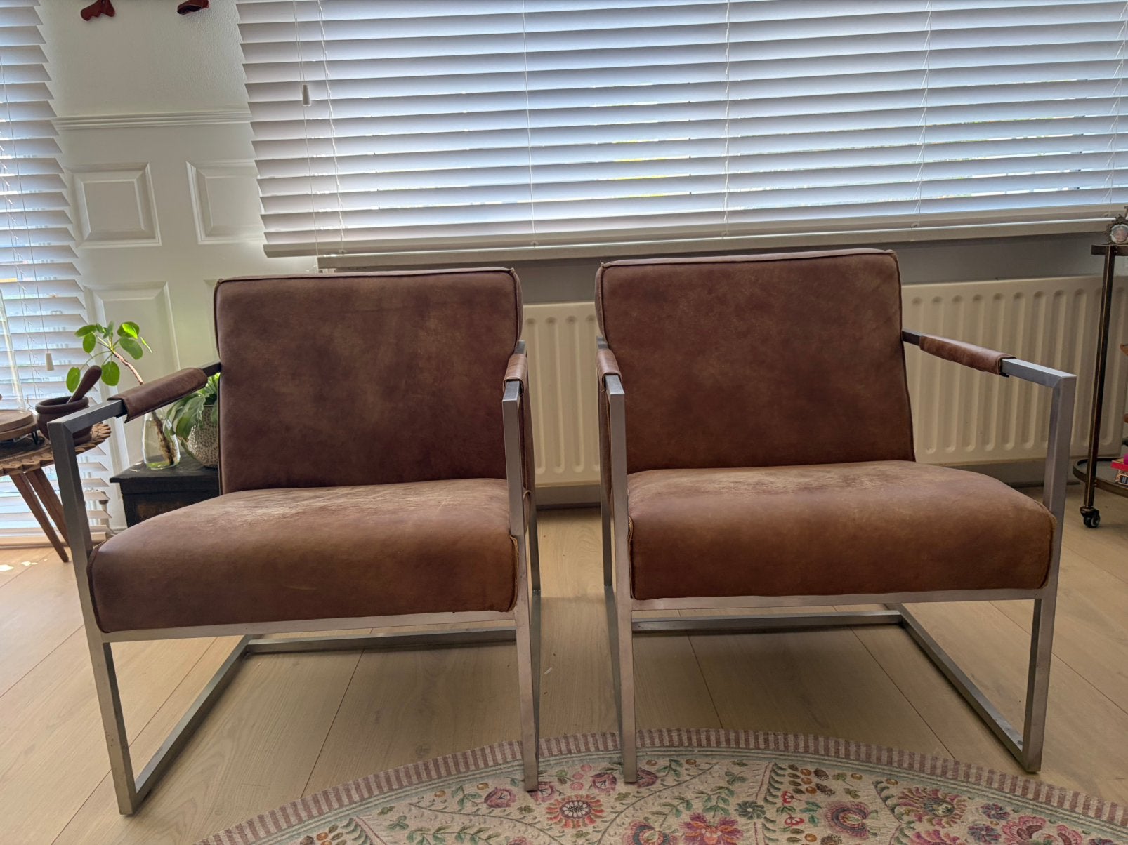 2 Mooie leren Fauteuils, Ophalen, Zo goed als nieuw, Minder dan 150 cm, Leer