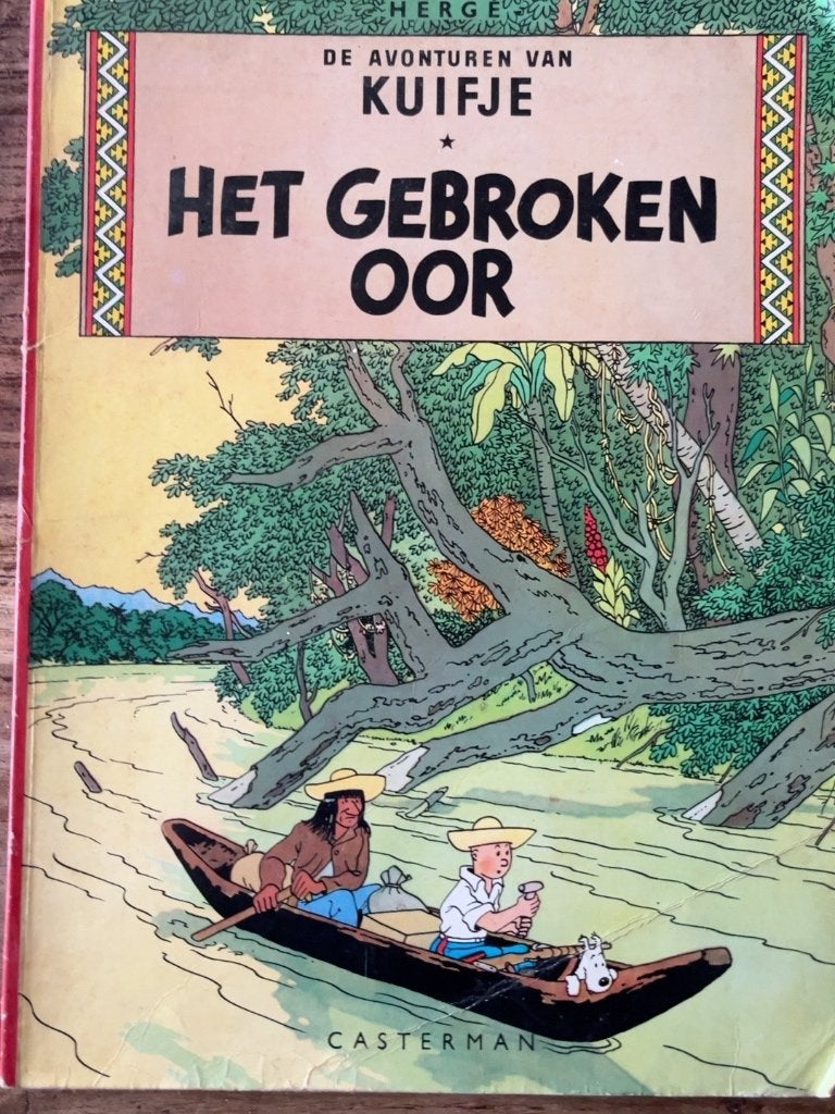 Kuifje Het Gebroken Oor – 1e druk 1946 – Hergé/Casterman, Gelezen, Eén stripboek, Ophalen of Verzenden, Hergé