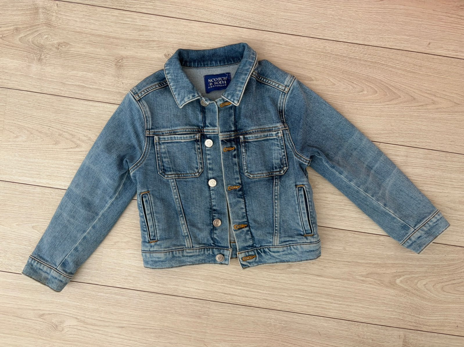 Scotch & Soda spijkerjasje maat 128, Ophalen of Verzenden, Gebruikt, Meisje, Jas