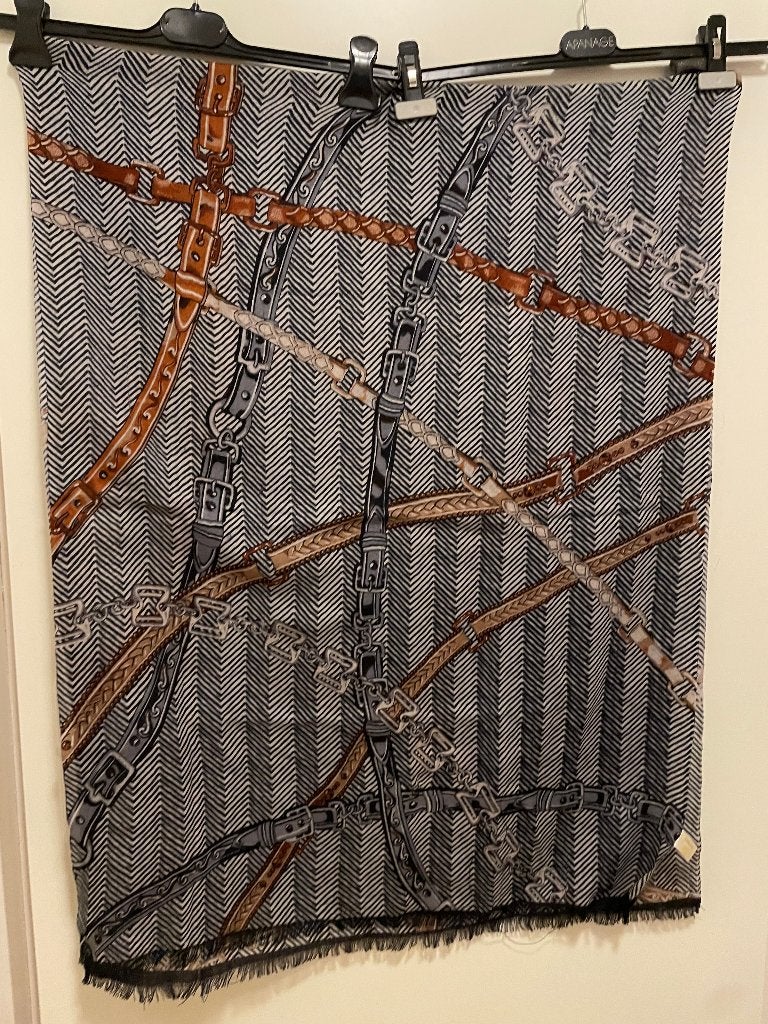 Romano sjaal wol blauw grijs camel, Romano, Maat 46/48 (XL) of groter, Ophalen of Verzenden, Zo goed als nieuw