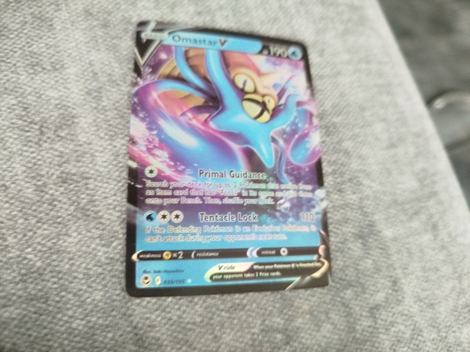 Omastar V Pokémon Kaart, Ophalen, Zo goed als nieuw, Losse kaart