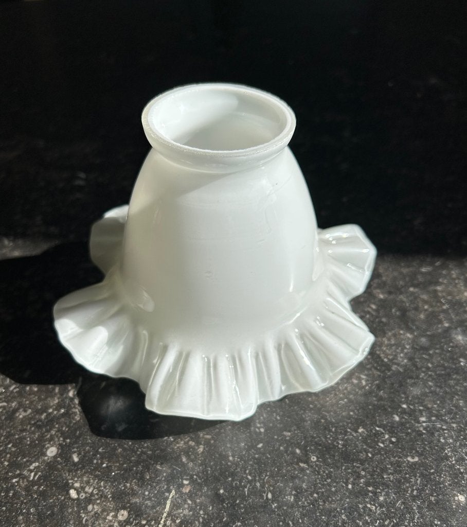 Frans Lampenkapje Melkglas Glas Wit Brocante Vintage, Ophalen of Verzenden